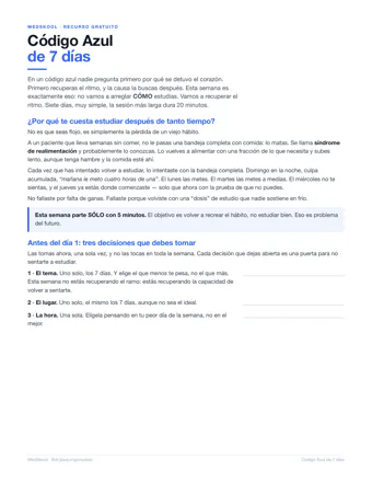 Vista previa del PDF Código Azul de 7 días